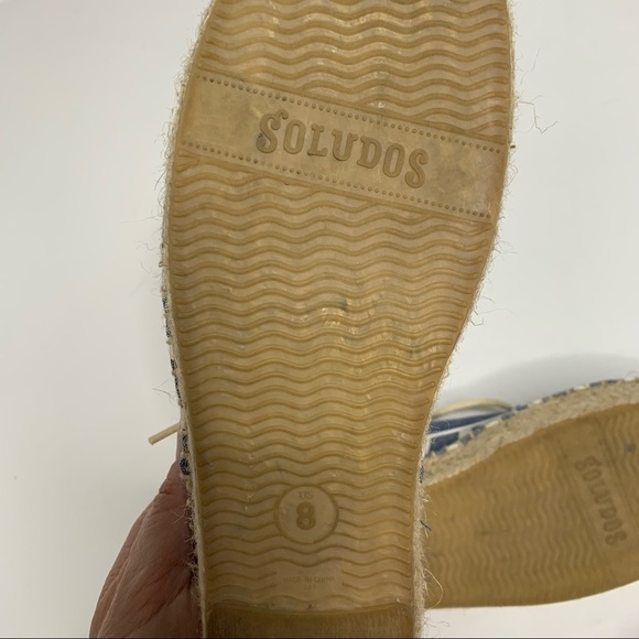 Soludos Derby Blue White Stripe Lace Up Espadrilles - Picture 13 of 15
